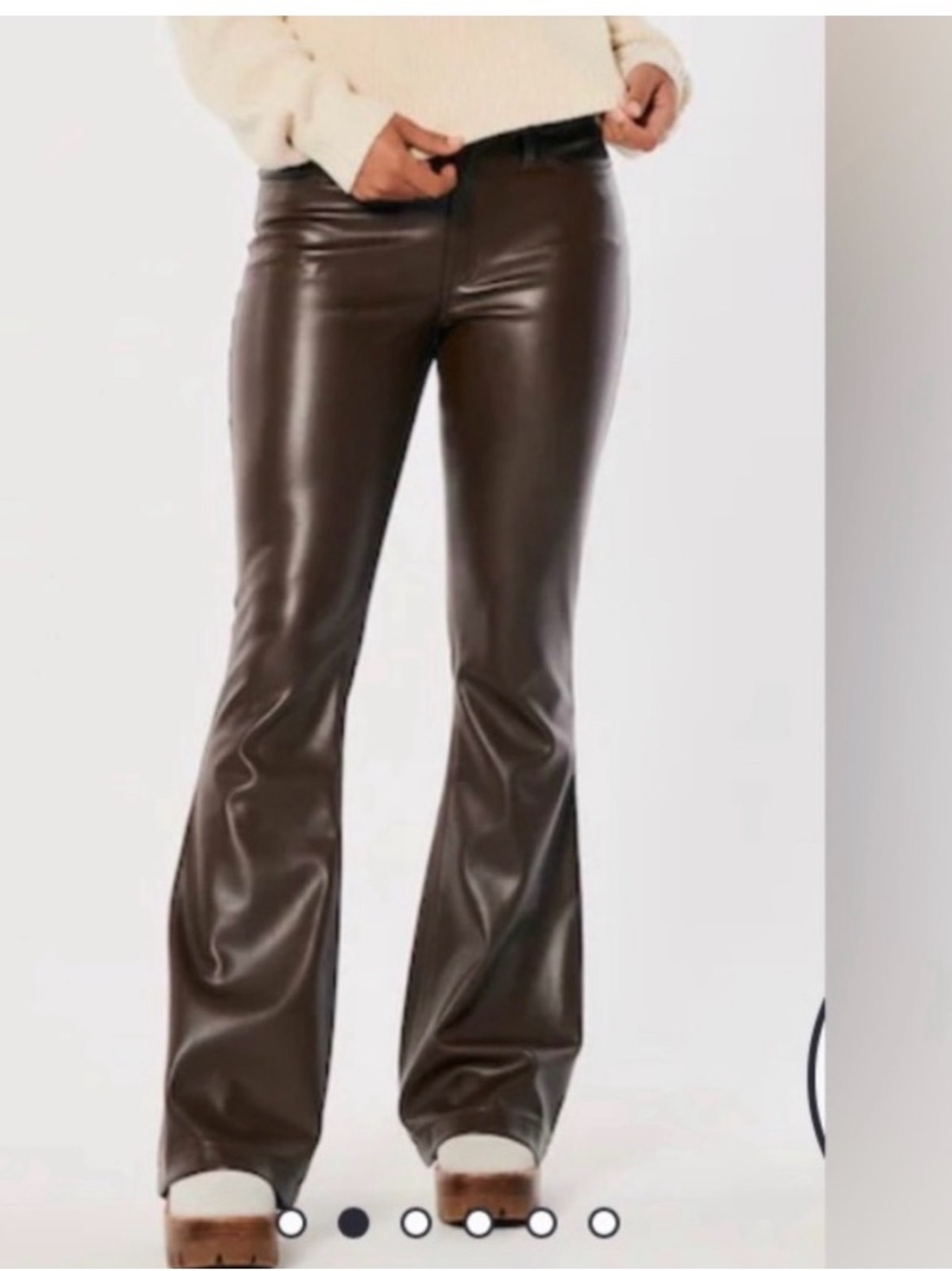 Hollister Faux Leather Flared Pants - Brown
